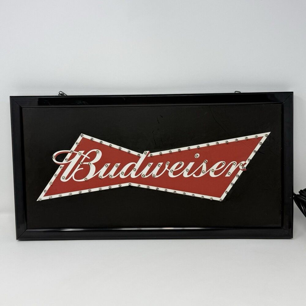 Budweiser Bow Tie LED Lighted Motion Beer Sign Bar Advertising
